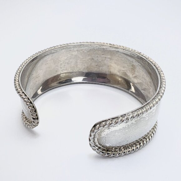 VTG Solid Sterling Silver 925 Chunky Tapered Open Cuff Bracelet Size 7.5" Fit - Picture 2 of 10